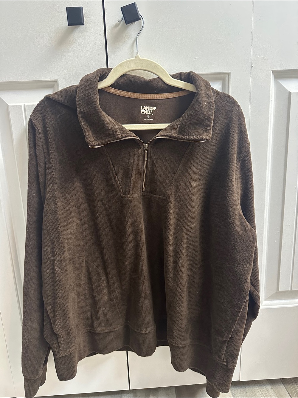 Lands' End Brown Quarter-Zip Pullover Sweater